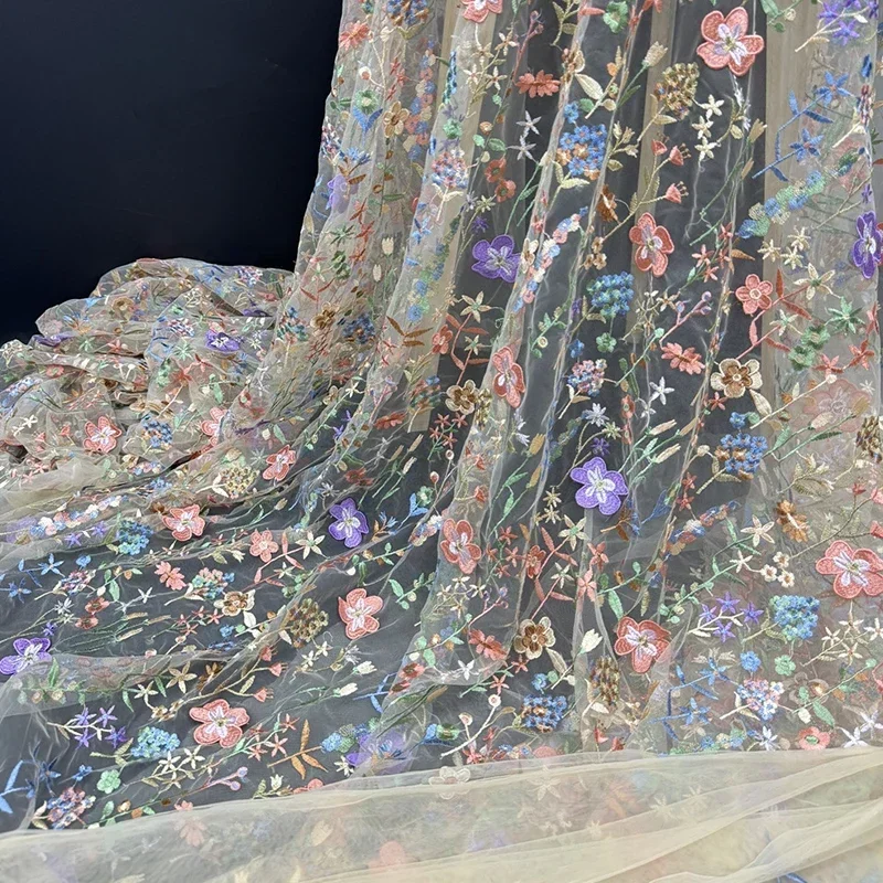Textile And Sewing Materials - Tela de tul bordado Floral 3D,