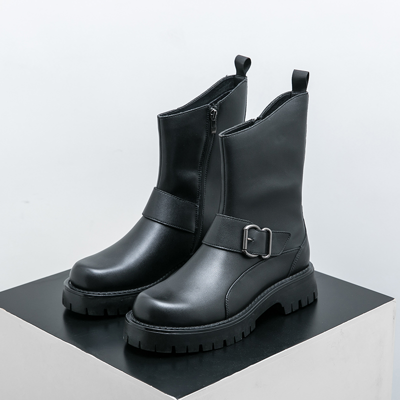 Sewing Zipper - Botas cortas Retro Maillard de otoño
