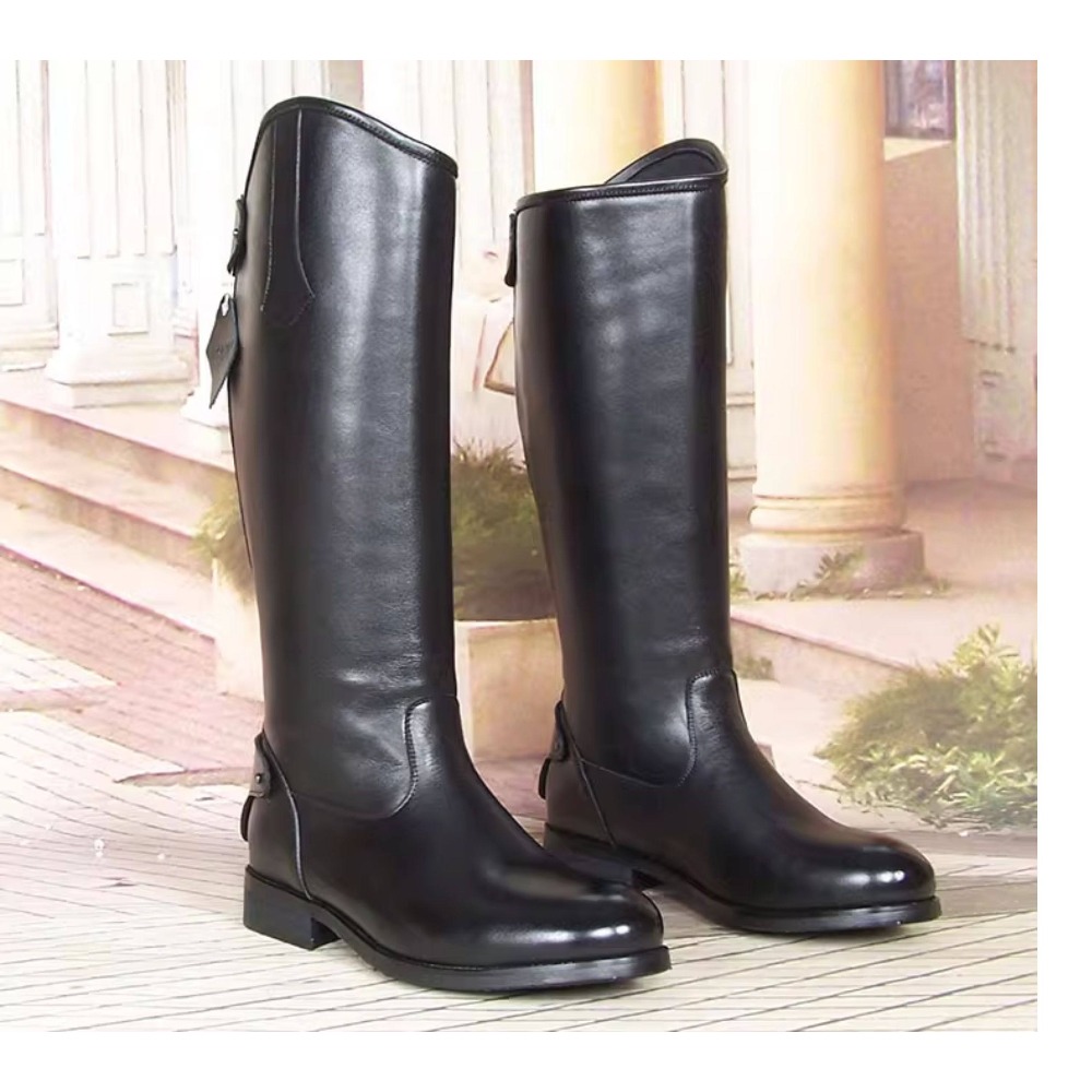 Sewing Zipper - Botas de Montar de Cuero Genuino