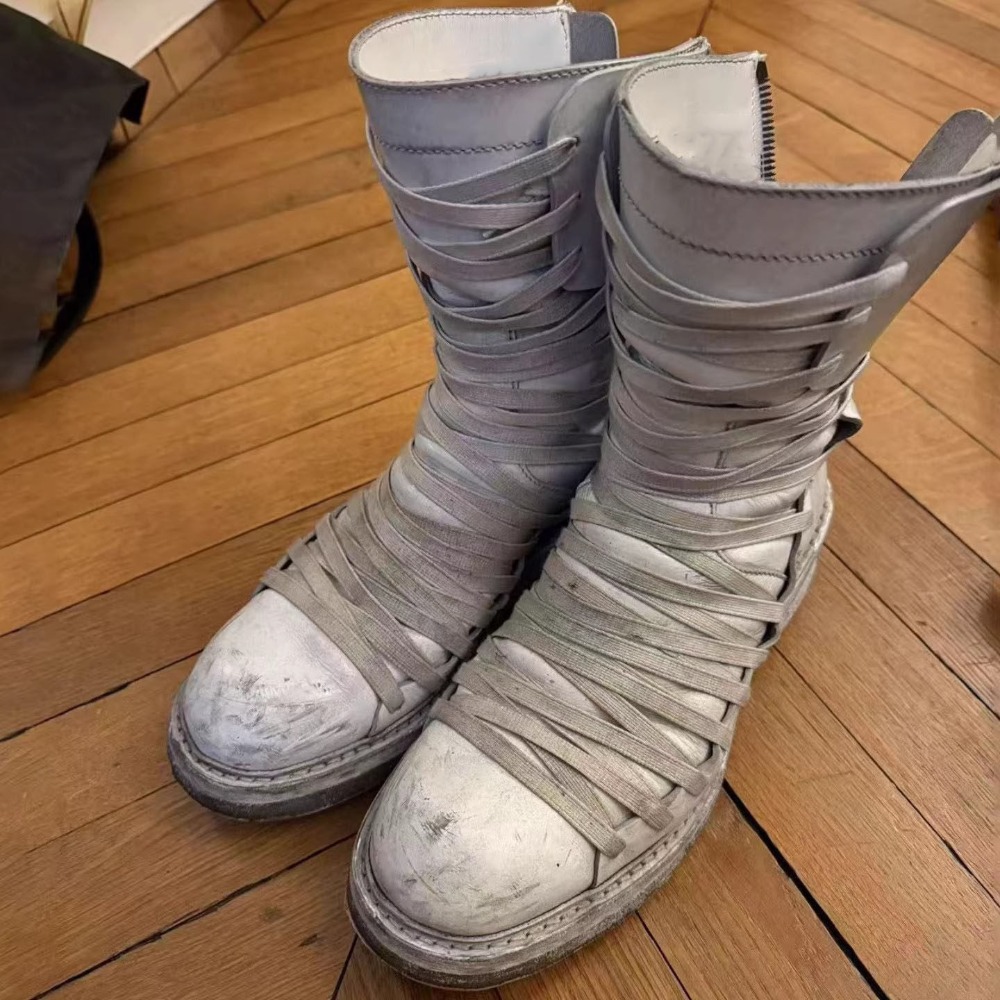 Sewing Zipper - Botas de caminar blancas con múltiples