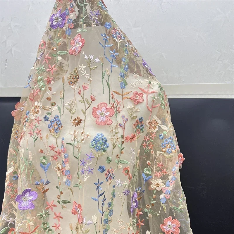 Tela de tul bordado Floral 3D, - Textile And Sewing Materials reseña y precio