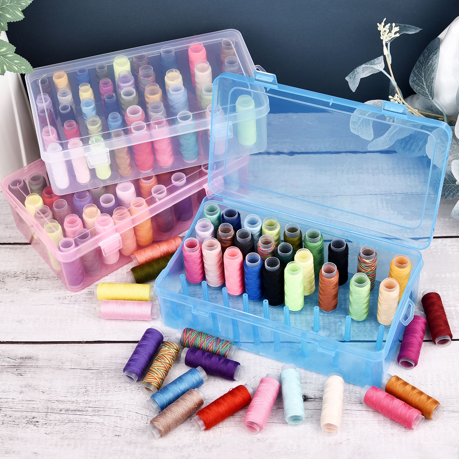 Caja de hilos de coser de 42 e - Bobbin Organizer Box reseña y precio